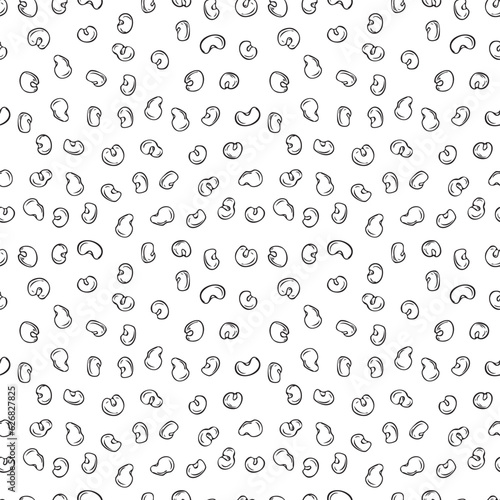 Seamless pattern with black contour quinoa seeds, grains, vegan protein food hand drawn vector outline illustration © sabelskaya