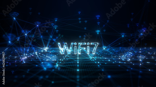 WiFi 6G future technology digital data network connections background, Technology wireless data transmission extremely high throughput, WIFI icon on abstract background, 3d rendering