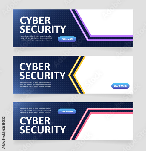 Building cyber security web banner design template. Vector flyer with text space. Advertising placard with customized copyspace. Printable poster for advertising. Calibri, Arial fonts used