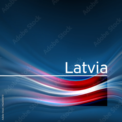 Latvia flag background. Abstract latvian flag in the blue sky. National holiday card design. Business brochure design. State banner, latvia poster, patriotic cover, flyer. Vector illustration