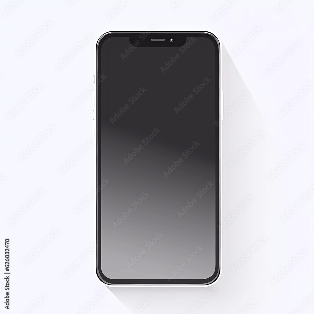 Realistic smartphone with blank screen on white background. Generative ai design. Realistic smartphone with blank screen on white background. Generative ai design.