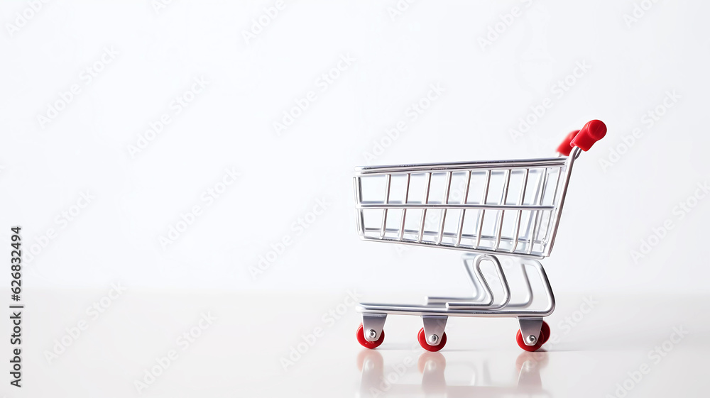 Shopping cart on white background. Generative ai design. Shopping cart on white background. Generative ai design.