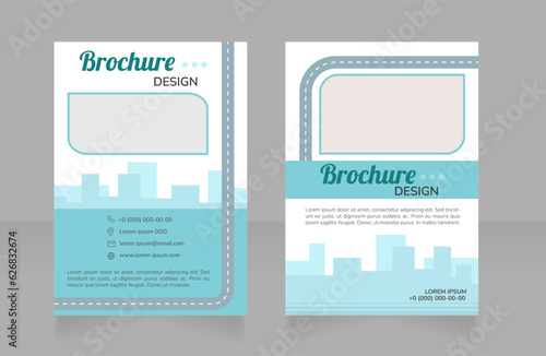 Ride sharing service blank brochure design. Template set with copy space for text. Premade corporate reports collection. Editable 2 paper pages. Lobster Regular, Nunito SemiBold, Light fonts used