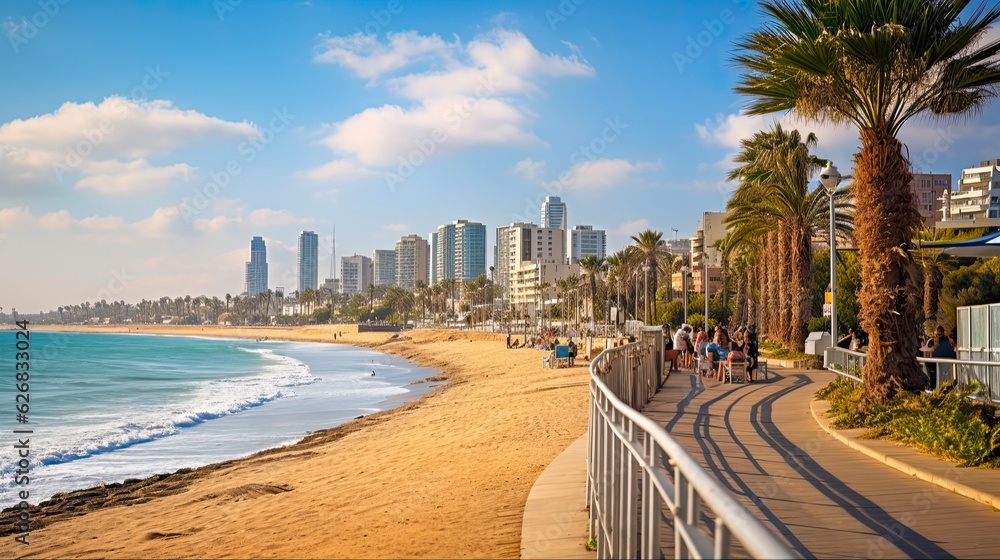 custom made wallpaper toronto digitalDiscovering Tel Aviv: Coastal Landscapes, Architecture, and Beaches of the Mediterranean City in 16:9 Format: Generative AI