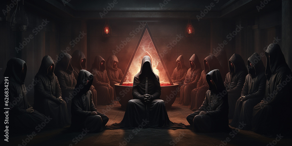 New world order secret society occult meeting created with Generative AI New world order secret society occult meeting created with Generative AI
