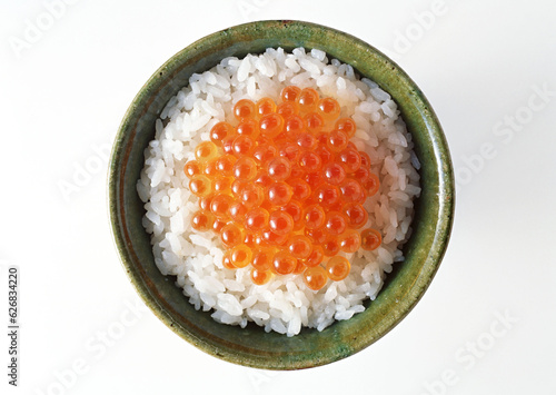 Quadro su tela Ikura gohan on White background with clipping path