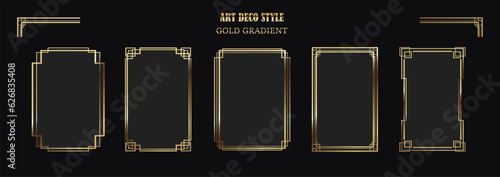 Vector art deco golden frame illustrations.