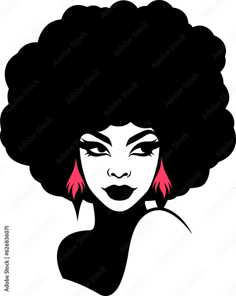 portrait of a woman, afro hair style portrait of a woman, afro hair style