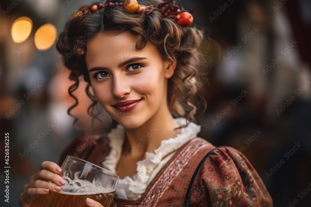 Pretty oktoberfest girl holding glass of beer Pretty oktoberfest girl holding glass of beer