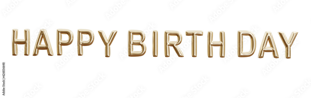 3d render of Gold Balloons happy birthday on white background. Happy Birthday to you logo, 3d render of Gold Balloons happy birthday on white background. Happy Birthday to you logo,