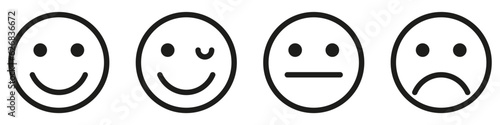 Set of emoticons with different moods. Emoji.