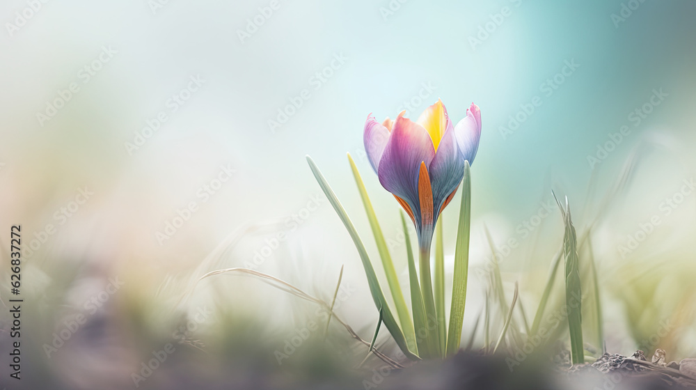 Beautiful spring crocus flowers in the garden. Soft focus. Beautiful spring crocus flowers in the garden. Soft focus.