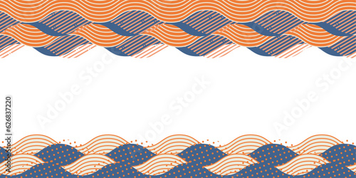 Fotografia, Obraz レトロ調_ドット、ストライプパターン_和柄風の波のイラスト素材
