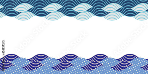 レトロ調_ドットパターン_和柄風の波のイラスト素材
