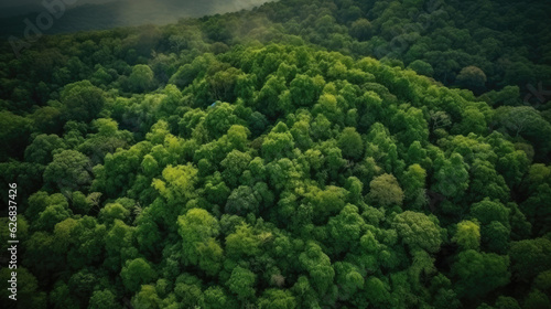 Aerial view of green forest. Nature background. Top view.