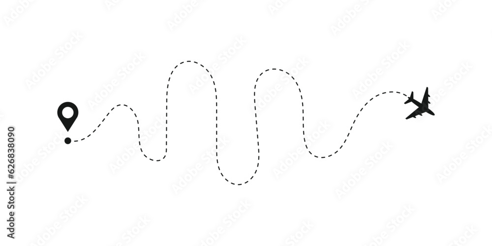 Airplane routes vector icon. Plane paths symbol. Aircraft tracking