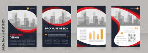 Branding for architects blank brochure design. Marketing. Template set with copy space for text. Premade corporate reports collection. Editable 4 paper pages. Myriad Pro, Heebo fonts used