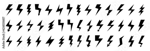 Thunder lightning icon collection. Black thunderbolt icons. Vector lightning icons