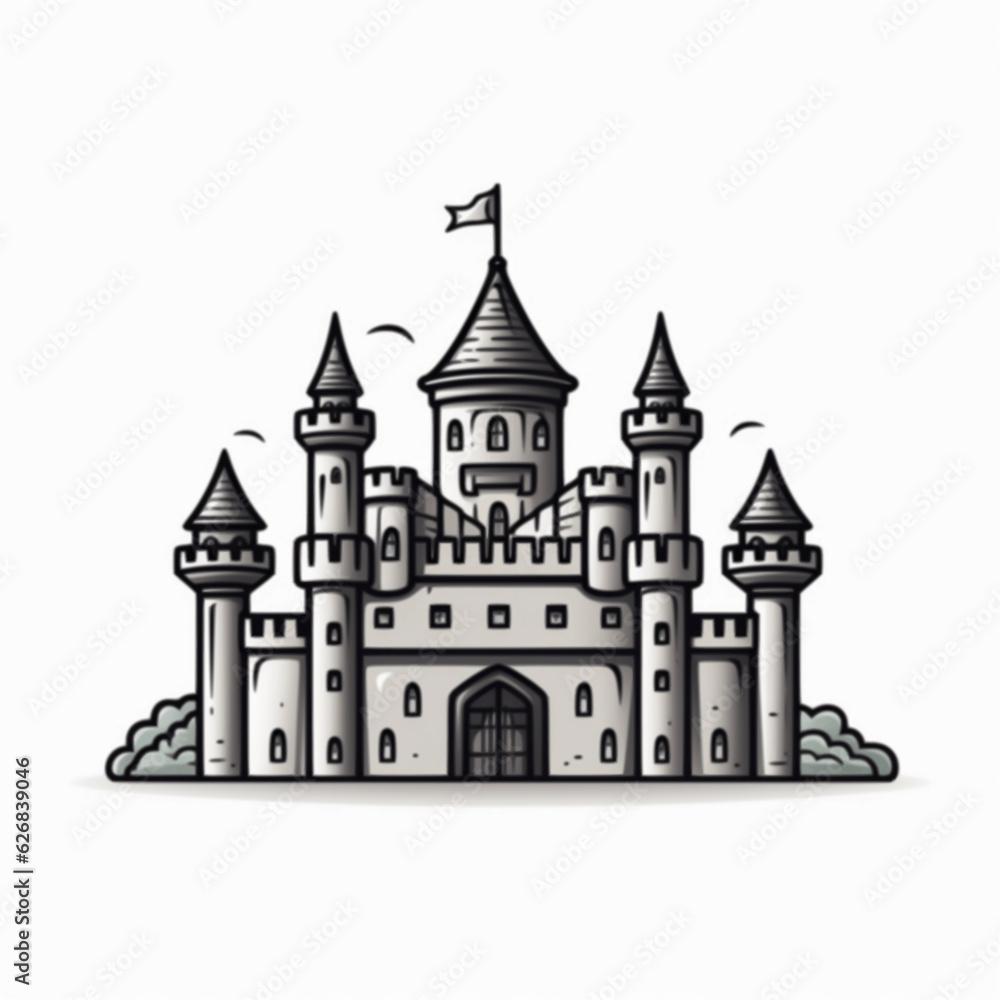 castle icon line art