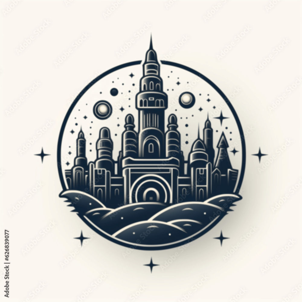 Obraz premium castle icon line art