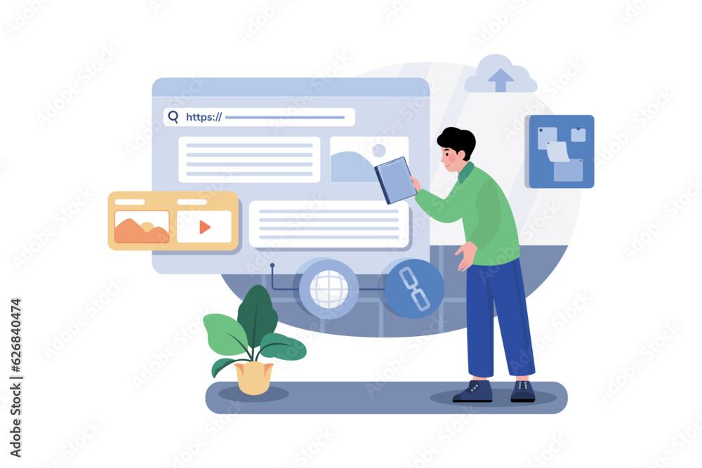Link Building Illustration concept on white background Link Building Illustration concept on white background