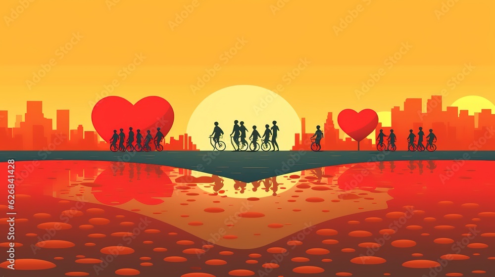 World Heart Day health illustrations for the heart and stethoscope,AI generated. World Heart Day health illustrations for the heart and stethoscope,AI generated.
