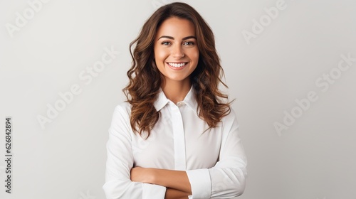 portrait of a smiling businesswoman isolated on white background photo
