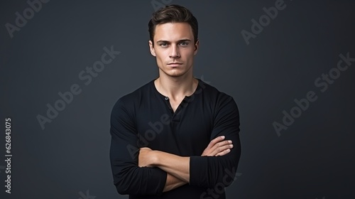 portrait of a man look at camera, arm crossed, handsome man