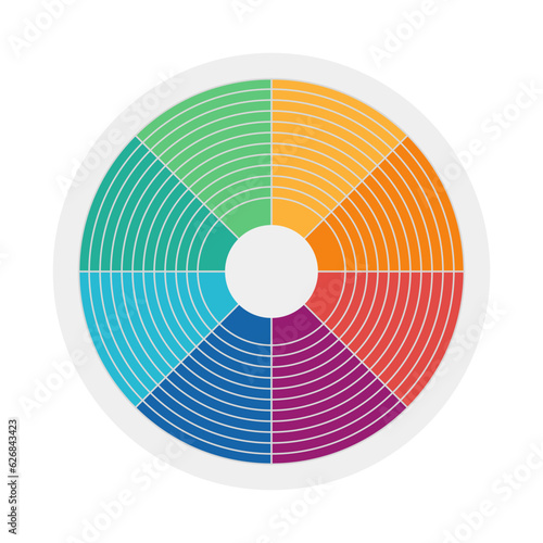 Rainbow circular color spectrum vector design element. Abstract customizable symbol for infographic with blank copy space. Editable shape for instructional graphics. Visual data presentation component
