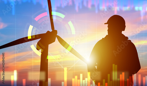 Wind energy. Windmill silho...