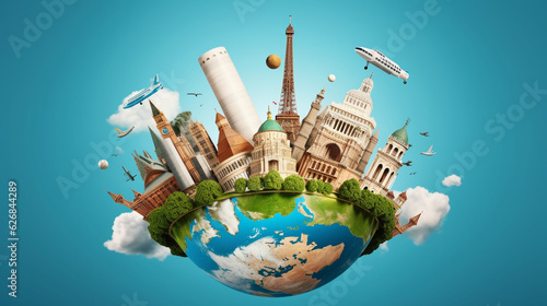 Travel concept with landmarks