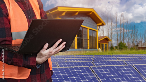 Solar battery. Hands engine...