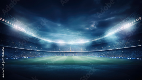 Billede på lærred Stadium lights against dark night sky background