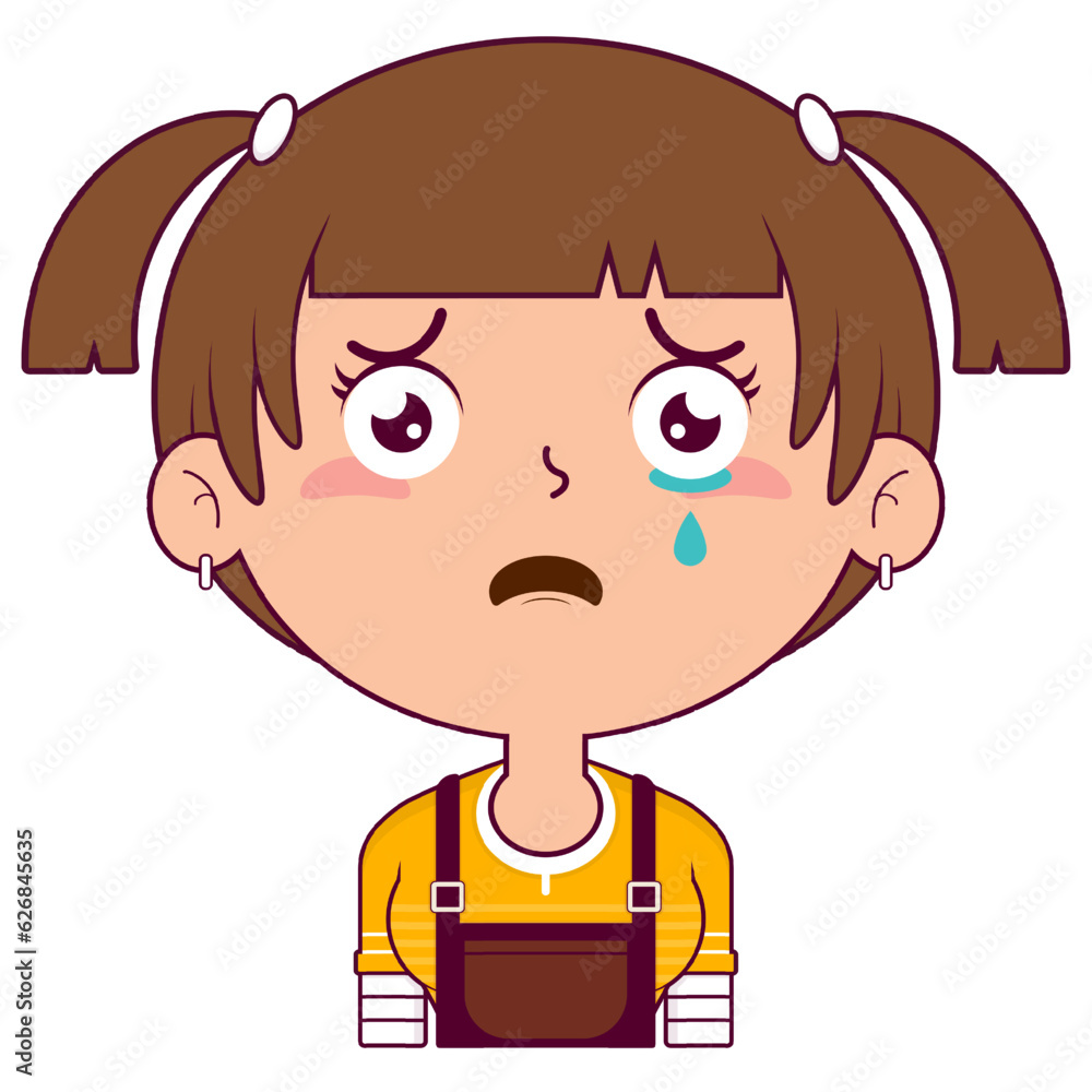 girl crying and scared face cartoon cute girl crying and scared face cartoon cute