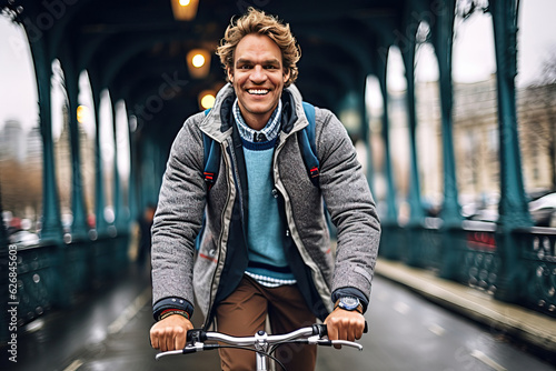 Parisian riding a bicycle, ...