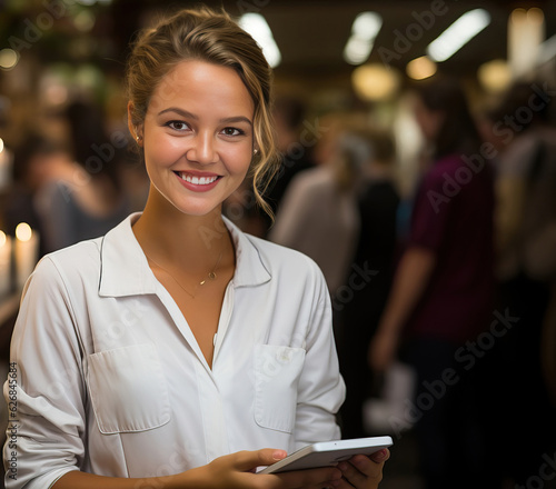 Smiling hostess in a restau...