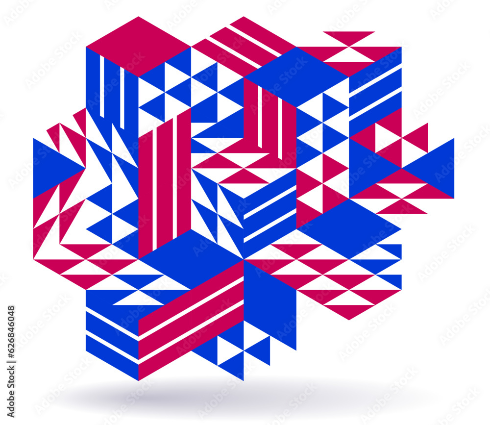 Abstract vector wallpaper with 3D isometric cubes blocks, geometric construction with blocks shapes and forms, cubic polygonal low poly theme. Abstract vector wallpaper with 3D isometric cubes blocks, geometric construction with blocks shapes and forms, cubic polygonal low poly theme.