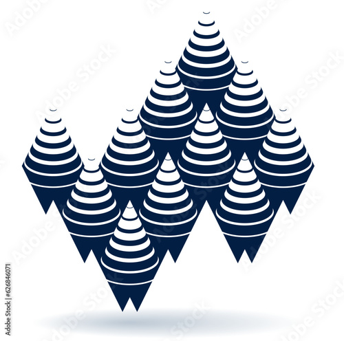Vector dimensional 3D abstraction isolated, abstract geometric background psychedelic optical illusion.