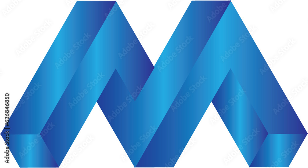 3d blue letter m , m letter logo, logo design in illustrator , new ...