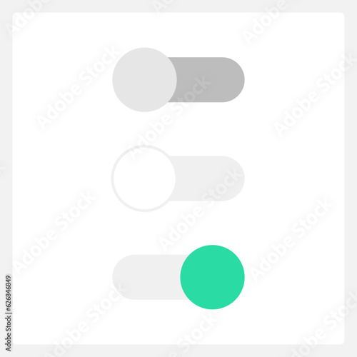 On and off toggle slider UI element template. Editable isolated vector dashboard component. Flat user interface. Visual data presentation. Web design widget for mobile application with light theme