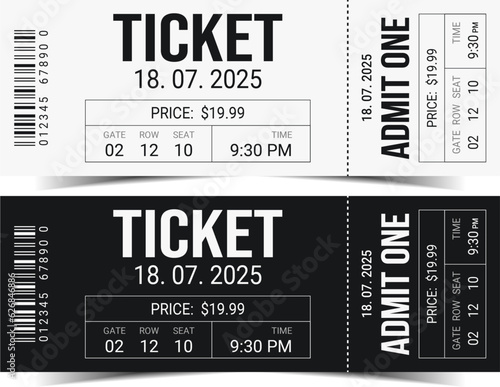 Set of black and white tickets