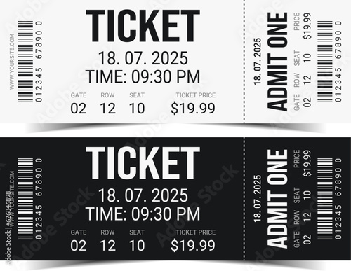 Set of black and white tickets