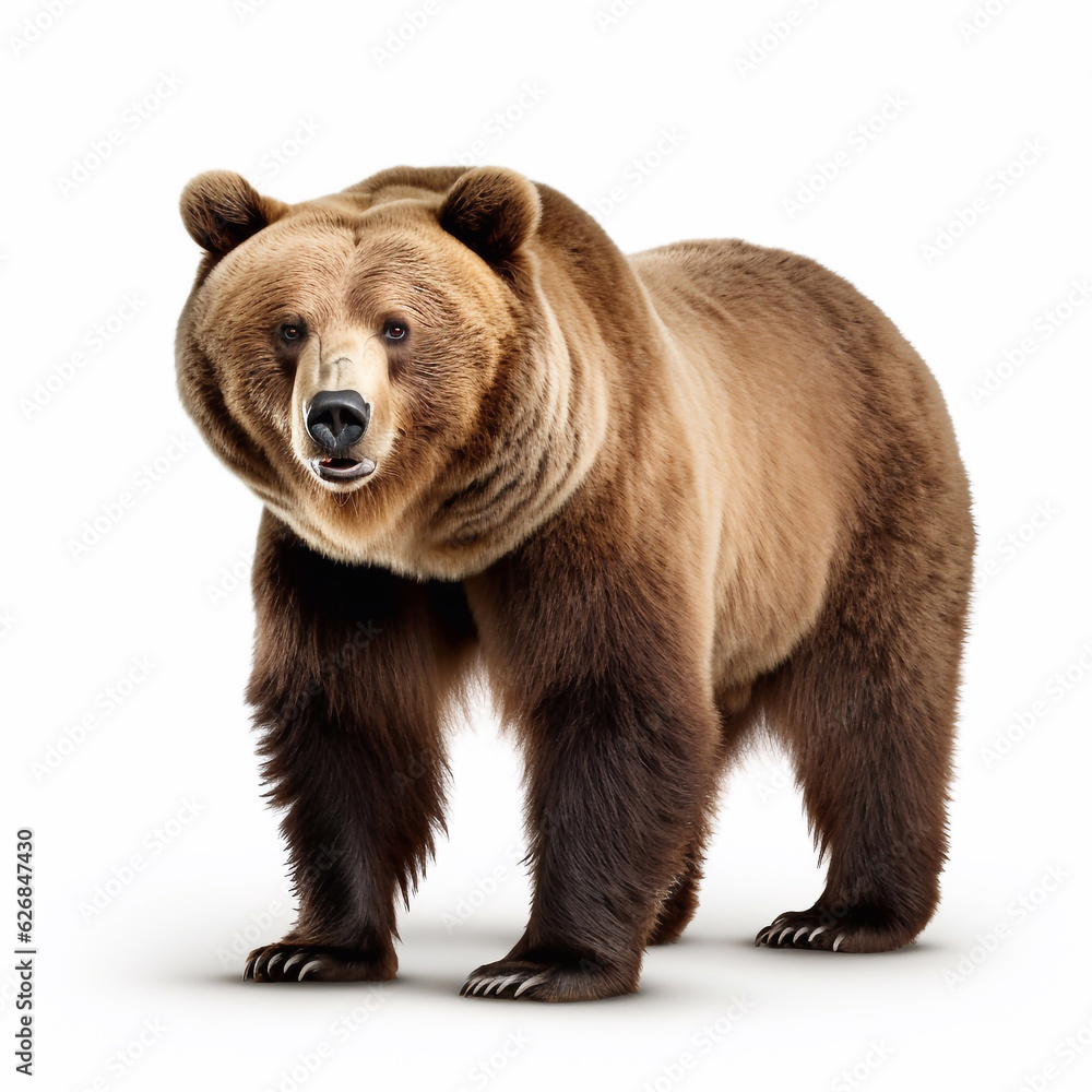 Fototapeta premium Beautiful wild beast bear looking forward is shown in full length, Ai generated