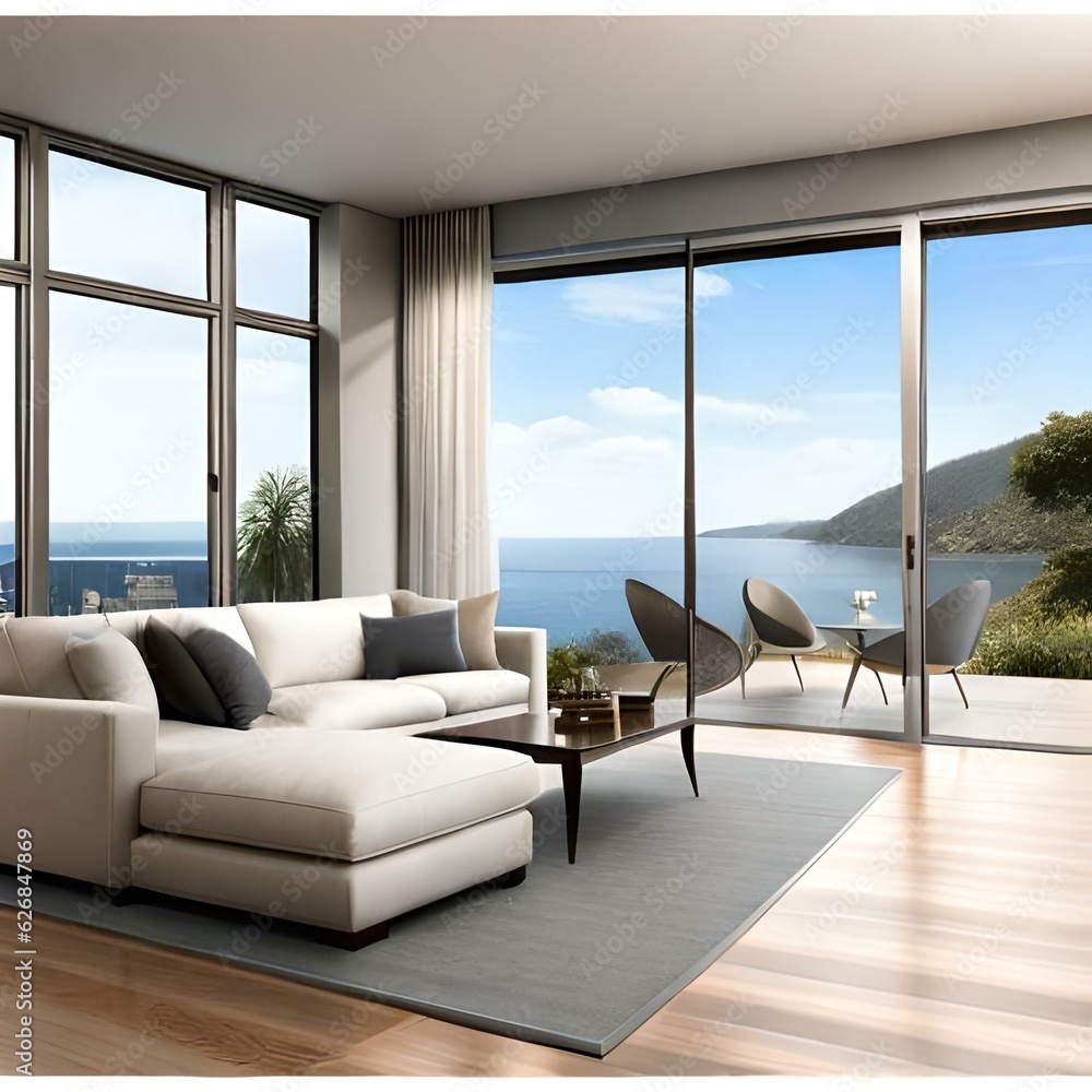 modern living room with window ai generated modern living room with window ai generated