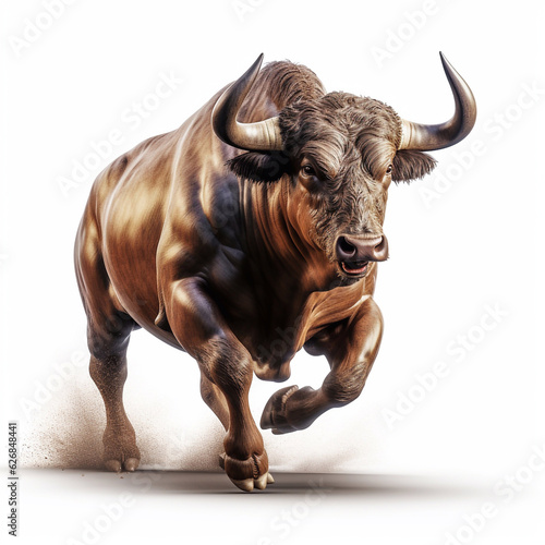 Beautiful wild beast bull looking forward is shown in full length, Ai generated