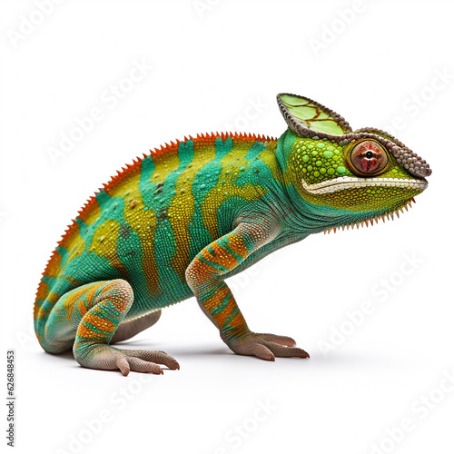 Beautiful big wild chameleon looking forward is shown in full length  Ai generated