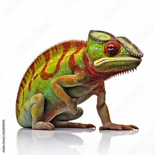 Beautiful big wild chameleon looking forward is shown in full length, Ai generated © oleg525
