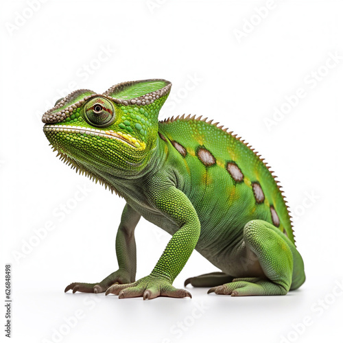 Beautiful big wild chameleon looking forward is shown in full length  Ai generated