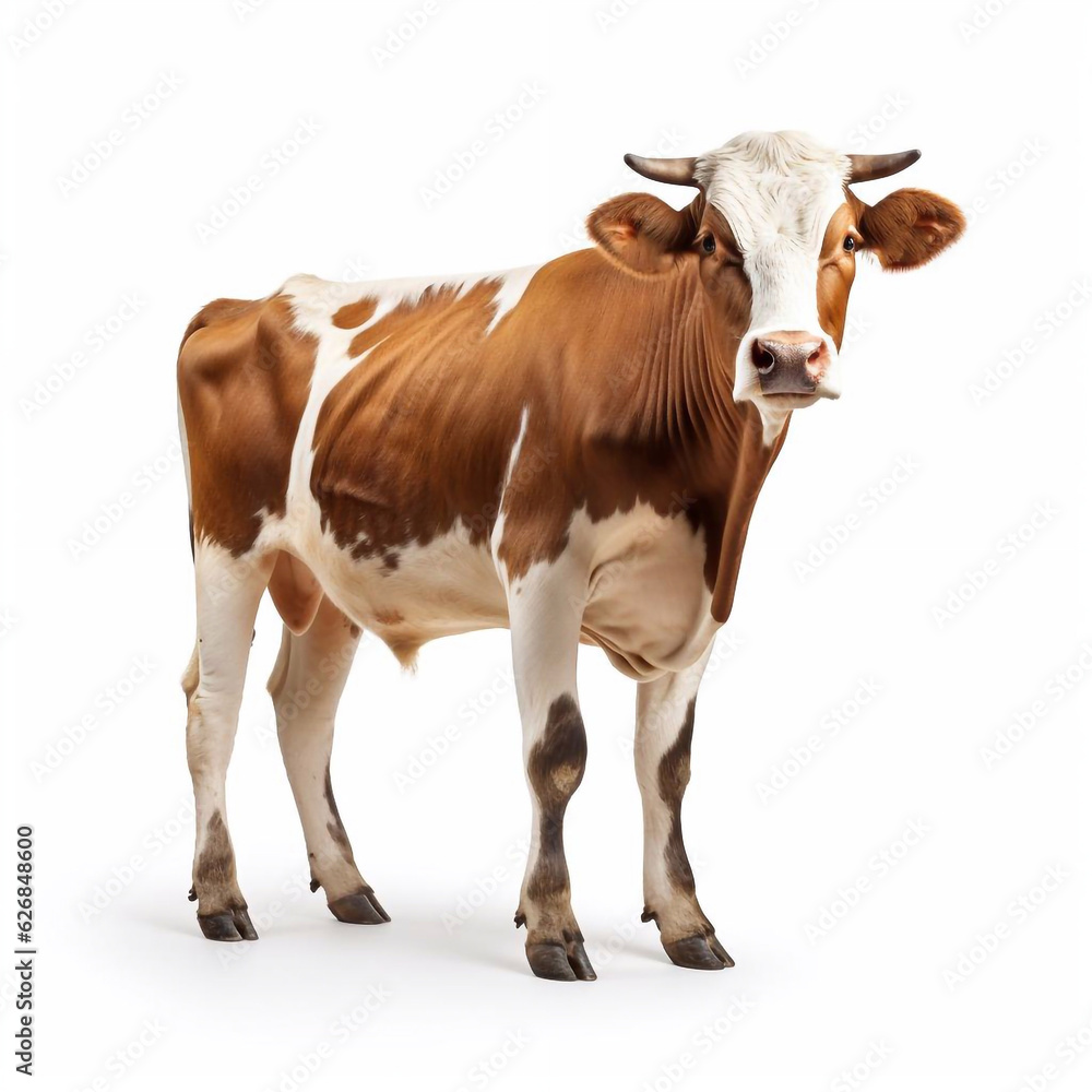 Beautiful big beast cow looking forward is shown in full length, Ai generated Beautiful big beast cow looking forward is shown in full length, Ai generated