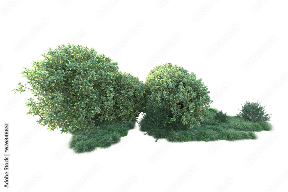 Green landscape isolated on transparent background. 3d rendering - illustration Green landscape isolated on transparent background. 3d rendering - illustration